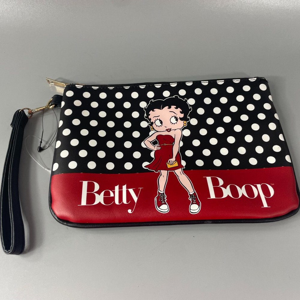 Betty Boop w/ Sneakers Dots Large Wristlet Clutch Wallet
